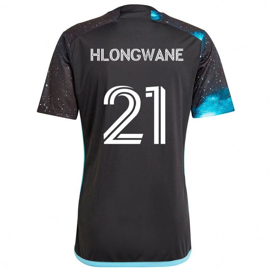 Kinder Fußball Bongokuhle Hlongwane #21 Schwarz Blau Heimtrikot Trikot 2024/25 T-Shirt Luxemburg