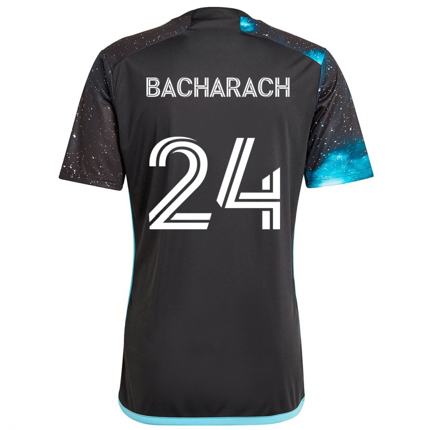 Kinder Fußball Hugo Bacharach #24 Schwarz Blau Heimtrikot Trikot 2024/25 T-Shirt Luxemburg