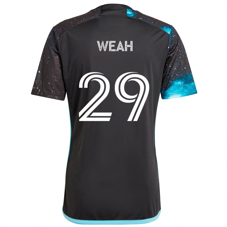 Kinder Fußball Patrick Weah #29 Schwarz Blau Heimtrikot Trikot 2024/25 T-Shirt Luxemburg