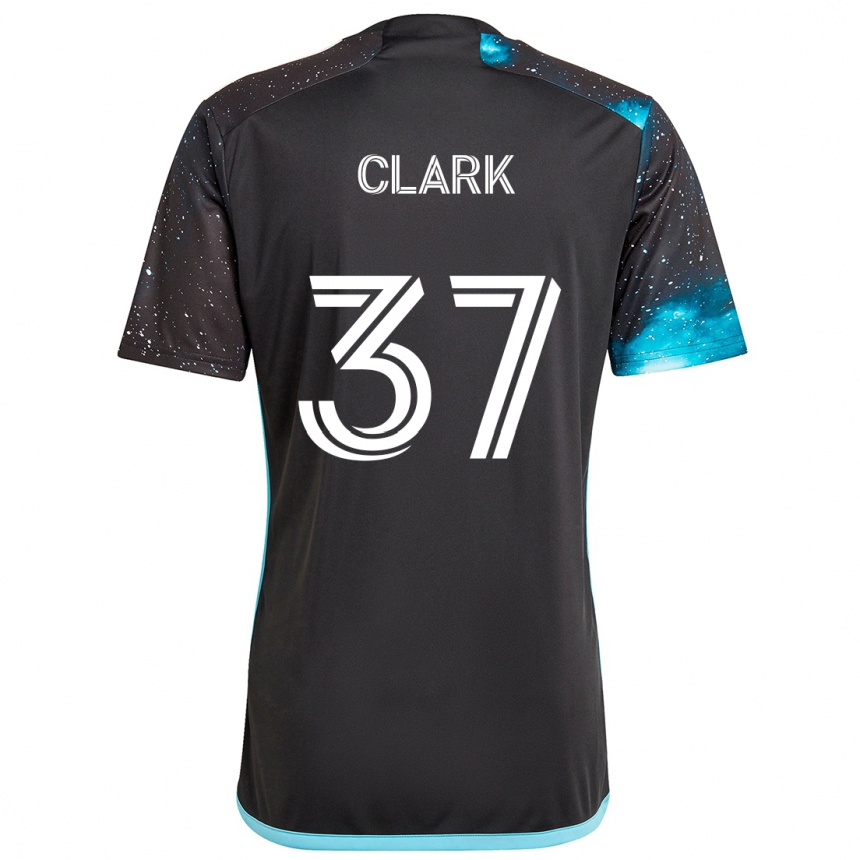 Kinder Fußball Caden Clark #37 Schwarz Blau Heimtrikot Trikot 2024/25 T-Shirt Luxemburg