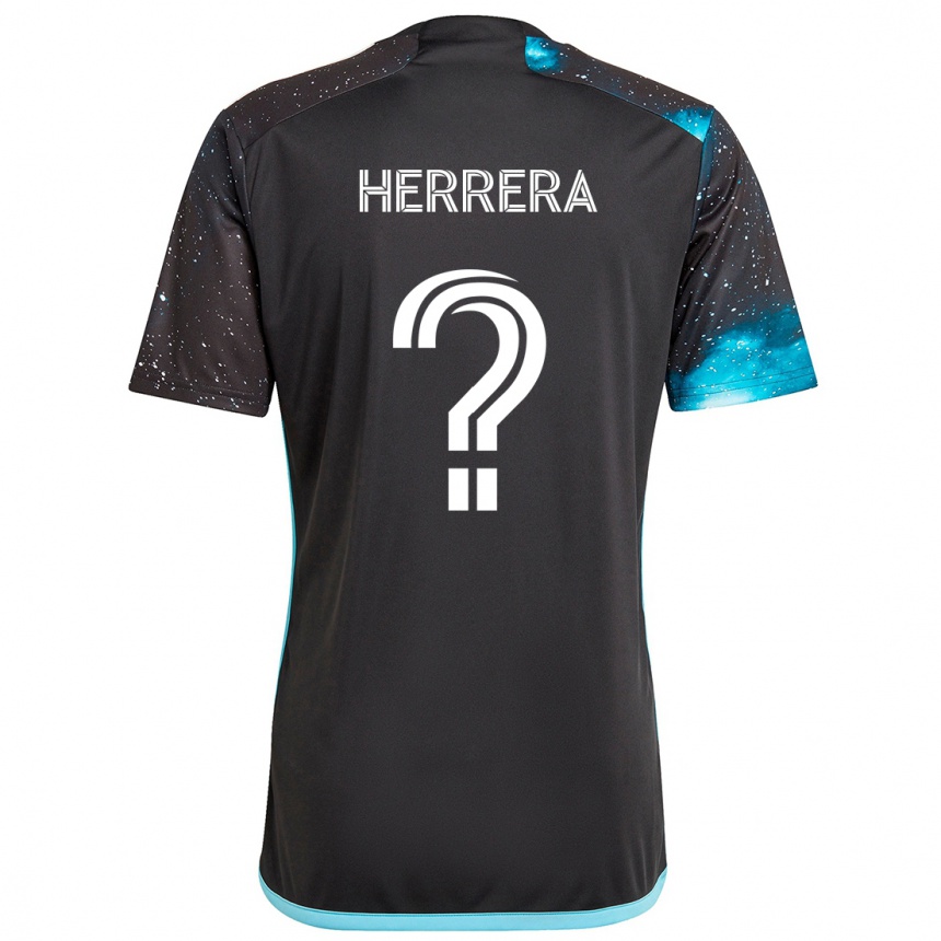 Kinder Fußball Oscar Herrera #0 Schwarz Blau Heimtrikot Trikot 2024/25 T-Shirt Luxemburg