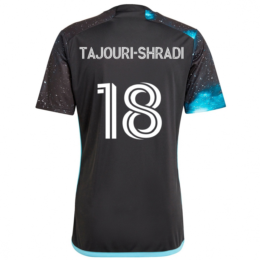 Kinder Fußball Ismael Tajouri-Shradi #18 Schwarz Blau Heimtrikot Trikot 2024/25 T-Shirt Luxemburg