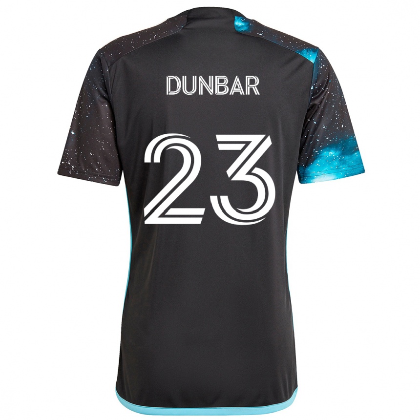 Kinder Fußball Cameron Dunbar #23 Schwarz Blau Heimtrikot Trikot 2024/25 T-Shirt Luxemburg