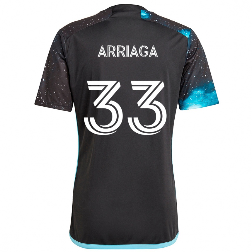 Kinder Fußball Kervin Arriaga #33 Schwarz Blau Heimtrikot Trikot 2024/25 T-Shirt Luxemburg