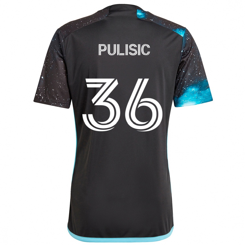 Kinder Fußball Will Pulisic #36 Schwarz Blau Heimtrikot Trikot 2024/25 T-Shirt Luxemburg