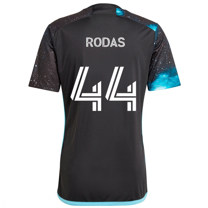 Kinder Fußball Geremy Rodas #44 Schwarz Blau Heimtrikot Trikot 2024/25 T-Shirt Luxemburg