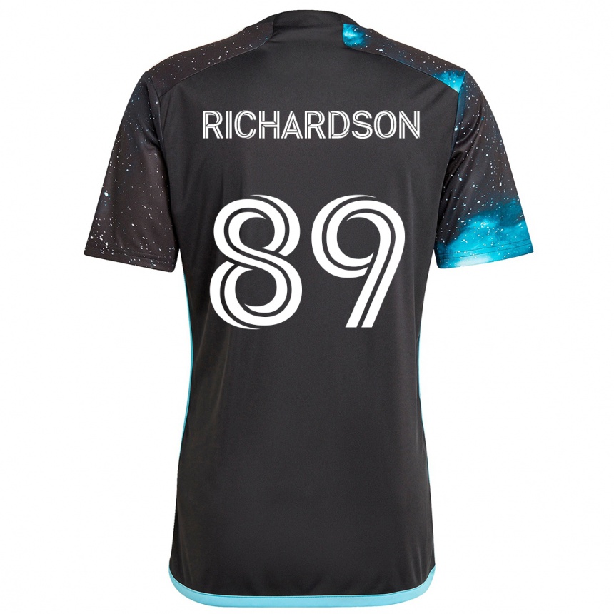 Kinder Fußball Nick Richardson #89 Schwarz Blau Heimtrikot Trikot 2024/25 T-Shirt Luxemburg