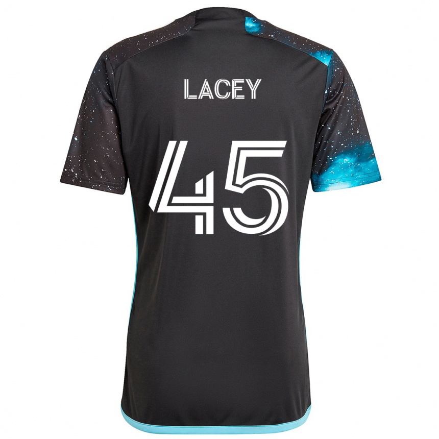 Kinder Fußball Kameron Lacey #45 Schwarz Blau Heimtrikot Trikot 2024/25 T-Shirt Luxemburg