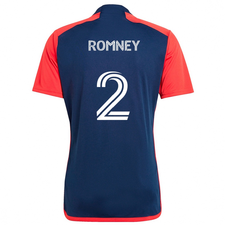 Kinder Fußball Dave Romney #2 Blau Rot Heimtrikot Trikot 2024/25 T-Shirt Luxemburg