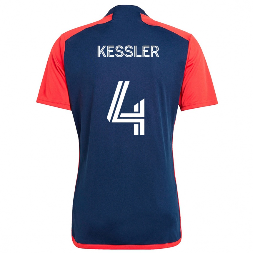 Kinder Fußball Henry Kessler #4 Blau Rot Heimtrikot Trikot 2024/25 T-Shirt Luxemburg