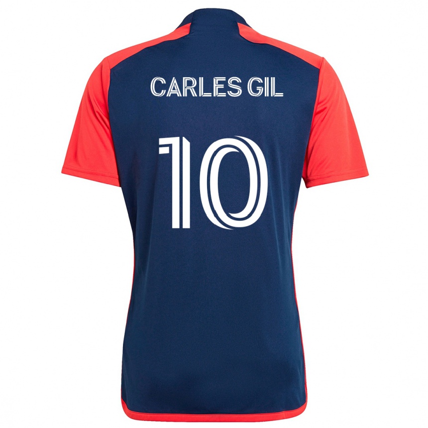 Kinder Fußball Carles Gil #10 Blau Rot Heimtrikot Trikot 2024/25 T-Shirt Luxemburg