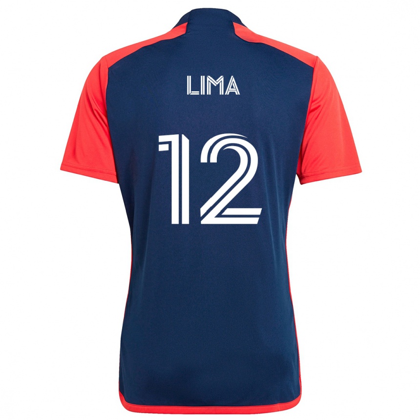 Kinder Fußball Nick Lima #12 Blau Rot Heimtrikot Trikot 2024/25 T-Shirt Luxemburg