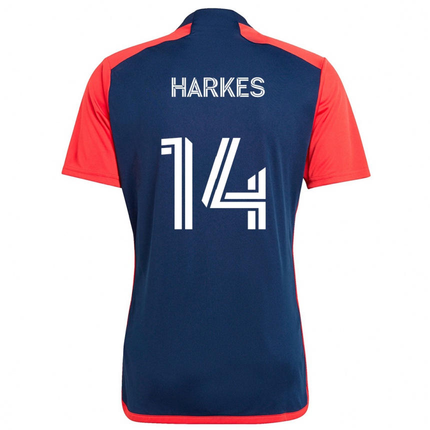 Kinder Fußball Ian Harkes #14 Blau Rot Heimtrikot Trikot 2024/25 T-Shirt Luxemburg