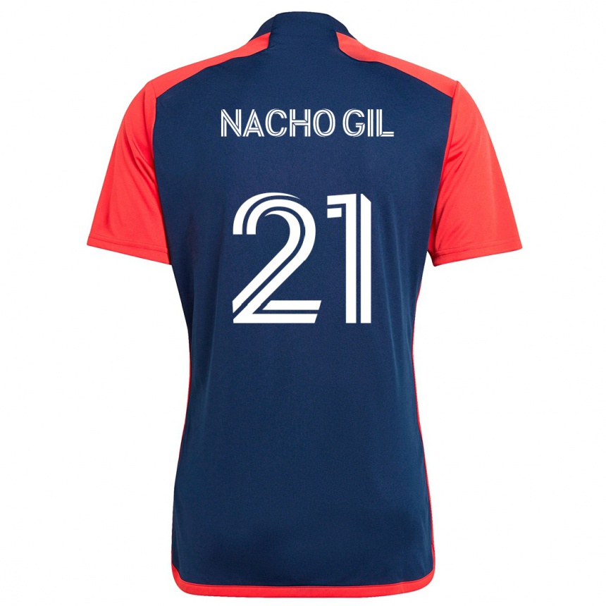 Kinder Fußball Nacho Gil #21 Blau Rot Heimtrikot Trikot 2024/25 T-Shirt Luxemburg