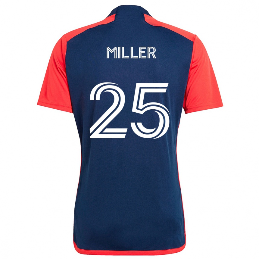 Kinder Fußball Peyton Miller #25 Blau Rot Heimtrikot Trikot 2024/25 T-Shirt Luxemburg