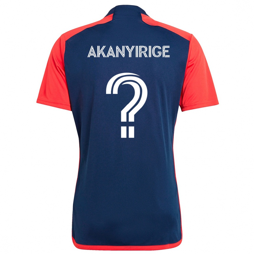 Kinder Fußball Jacob Akanyirige #0 Blau Rot Heimtrikot Trikot 2024/25 T-Shirt Luxemburg