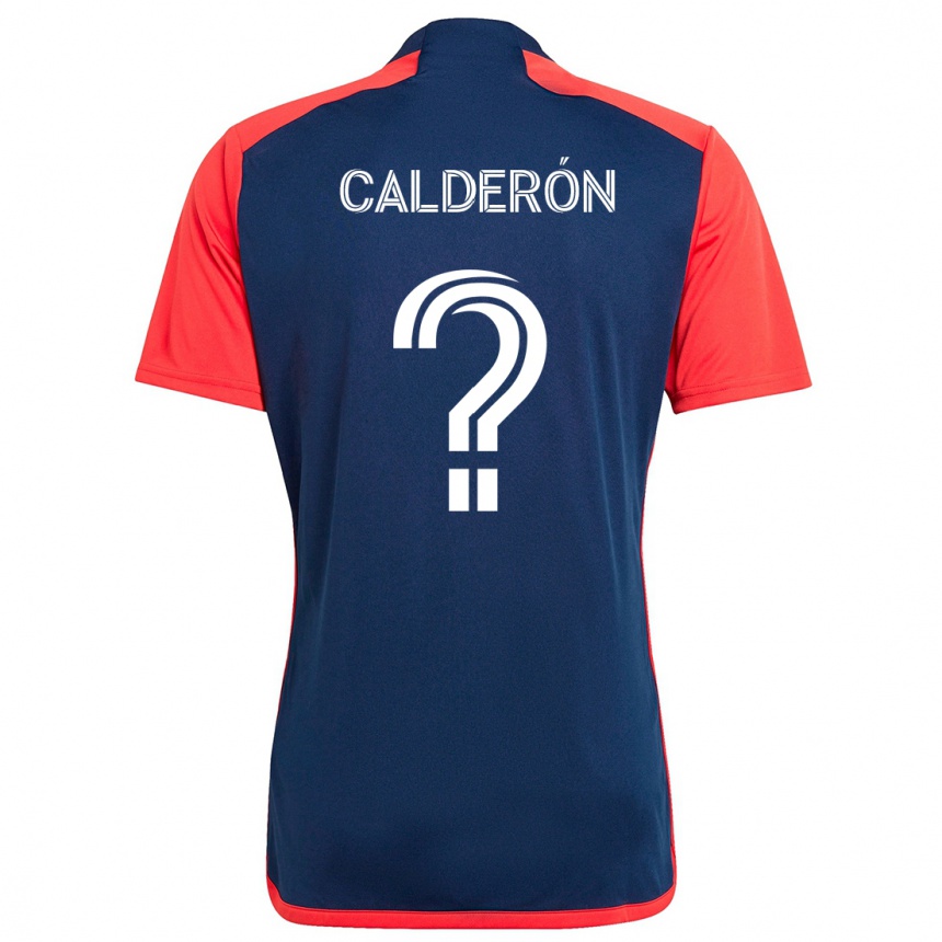 Kinder Fußball Gio Calderón #0 Blau Rot Heimtrikot Trikot 2024/25 T-Shirt Luxemburg