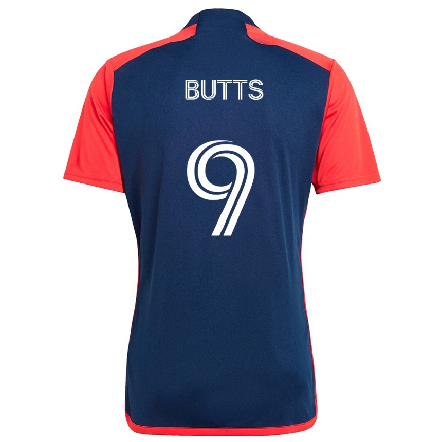 Kinder Fußball Liam Butts #9 Blau Rot Heimtrikot Trikot 2024/25 T-Shirt Luxemburg