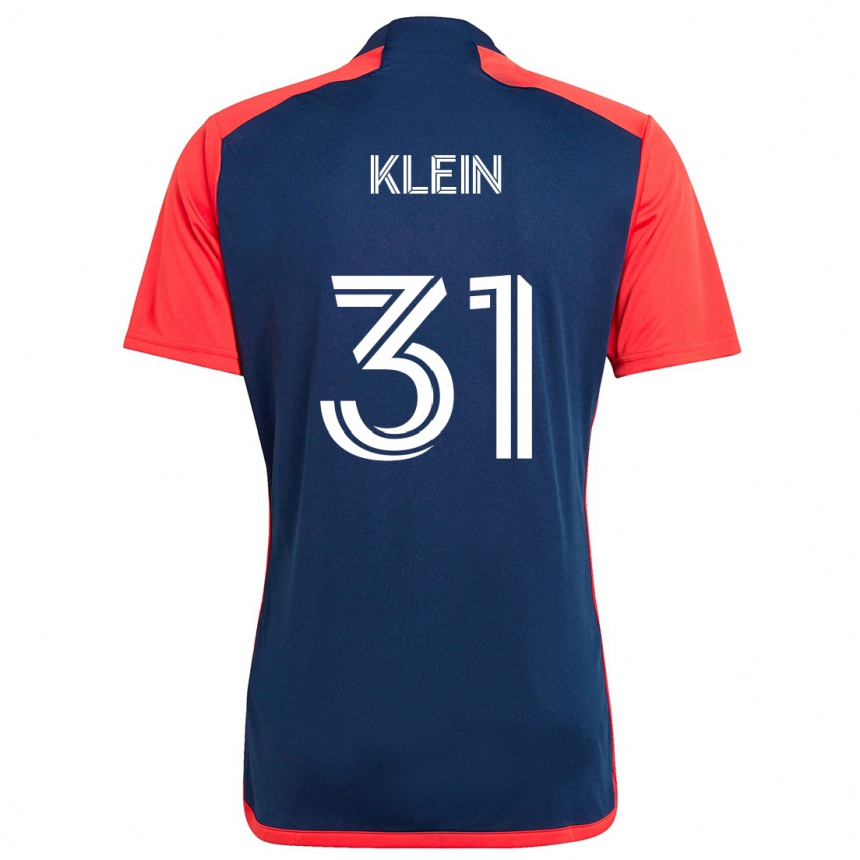 Kinder Fußball Eric Klein #31 Blau Rot Heimtrikot Trikot 2024/25 T-Shirt Luxemburg