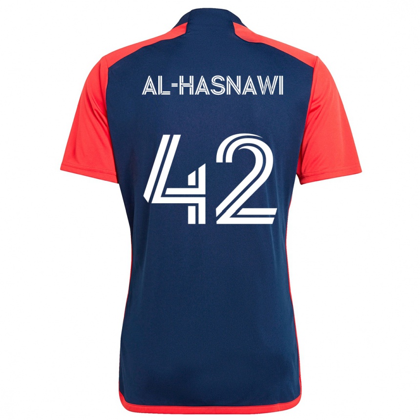 Kinder Fußball Moshtaba Al-Hasnawi #42 Blau Rot Heimtrikot Trikot 2024/25 T-Shirt Luxemburg