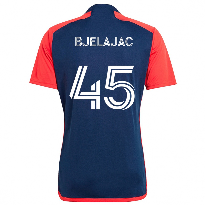 Kinder Fußball Andrej Bjelajac #45 Blau Rot Heimtrikot Trikot 2024/25 T-Shirt Luxemburg