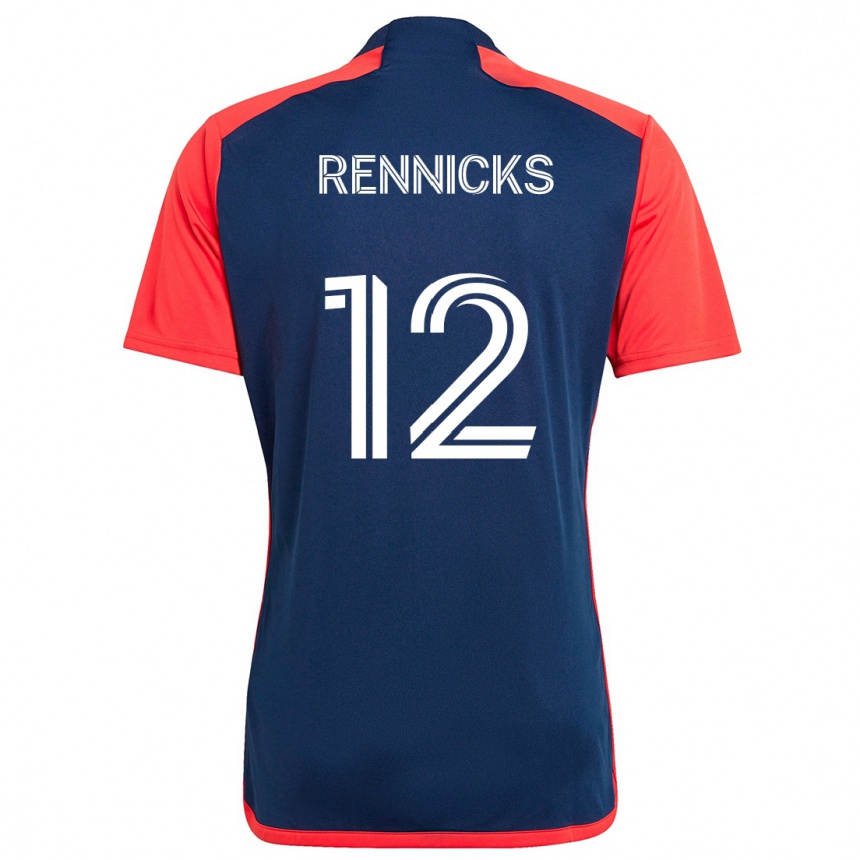 Kinder Fußball Justin Rennicks #12 Blau Rot Heimtrikot Trikot 2024/25 T-Shirt Luxemburg