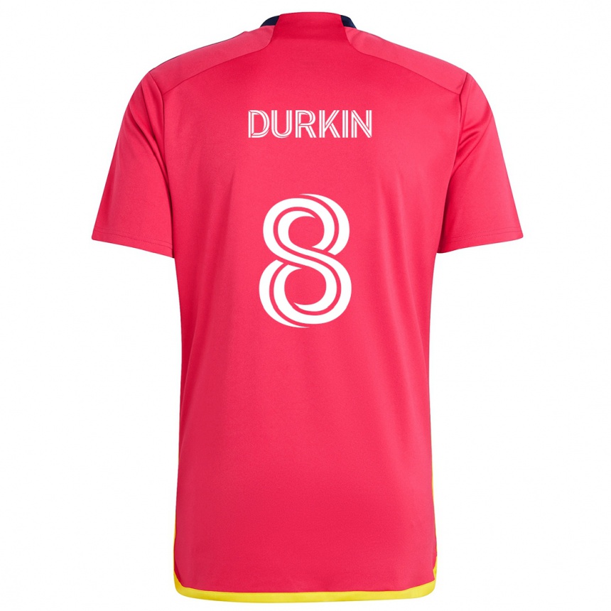 Kinder Fußball Chris Durkin #8 Rot Blau Heimtrikot Trikot 2024/25 T-Shirt Luxemburg