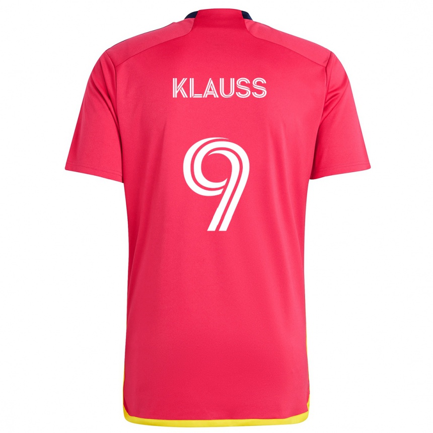 Kinder Fußball João Klauss #9 Rot Blau Heimtrikot Trikot 2024/25 T-Shirt Luxemburg