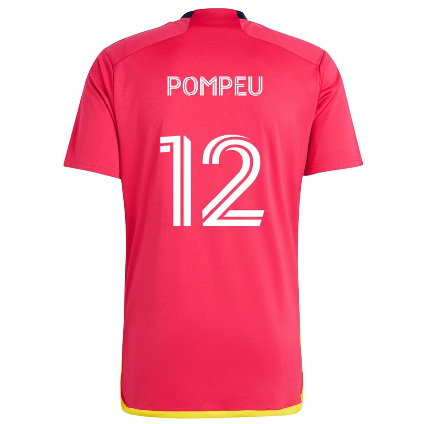 Kinder Fußball Célio Pompeu #12 Rot Blau Heimtrikot Trikot 2024/25 T-Shirt Luxemburg