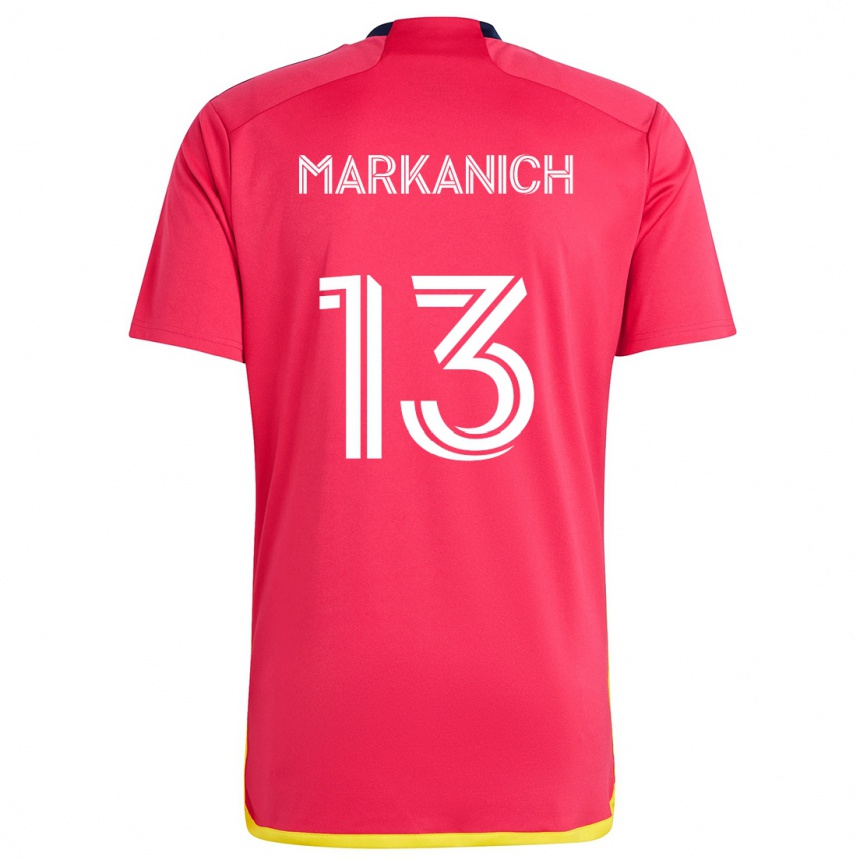 Kinder Fußball Anthony Markanich #13 Rot Blau Heimtrikot Trikot 2024/25 T-Shirt Luxemburg