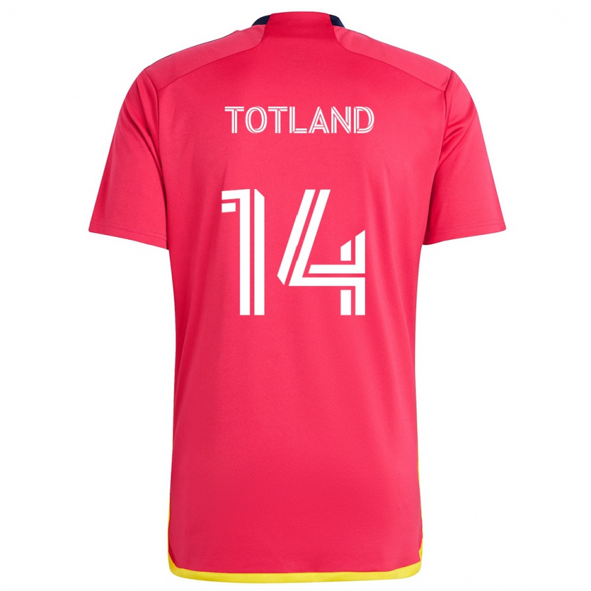 Kinder Fußball Tomas Totland #14 Rot Blau Heimtrikot Trikot 2024/25 T-Shirt Luxemburg