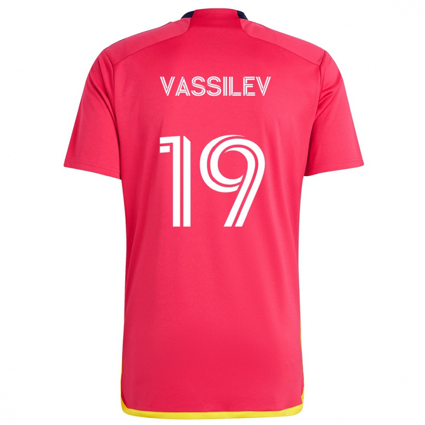 Kinder Fußball Indiana Vassilev #19 Rot Blau Heimtrikot Trikot 2024/25 T-Shirt Luxemburg