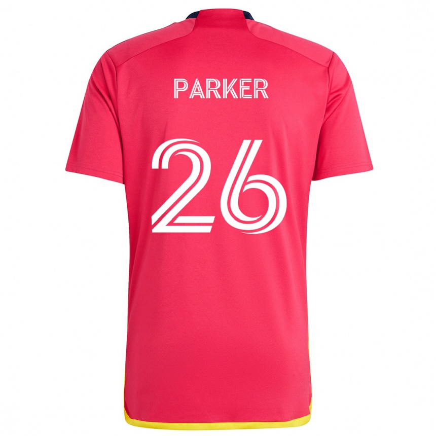 Kinder Fußball Tim Parker #26 Rot Blau Heimtrikot Trikot 2024/25 T-Shirt Luxemburg