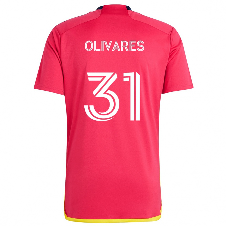 Kinder Fußball Christian Olivares #31 Rot Blau Heimtrikot Trikot 2024/25 T-Shirt Luxemburg