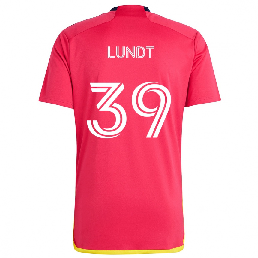 Kinder Fußball Ben Lundt #39 Rot Blau Heimtrikot Trikot 2024/25 T-Shirt Luxemburg