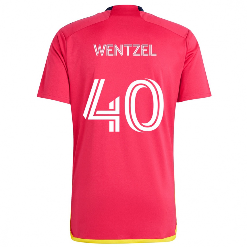 Kinder Fußball Michael Wentzel #40 Rot Blau Heimtrikot Trikot 2024/25 T-Shirt Luxemburg