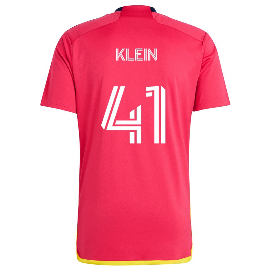 Kinder Fußball Johnny Klein #41 Rot Blau Heimtrikot Trikot 2024/25 T-Shirt Luxemburg