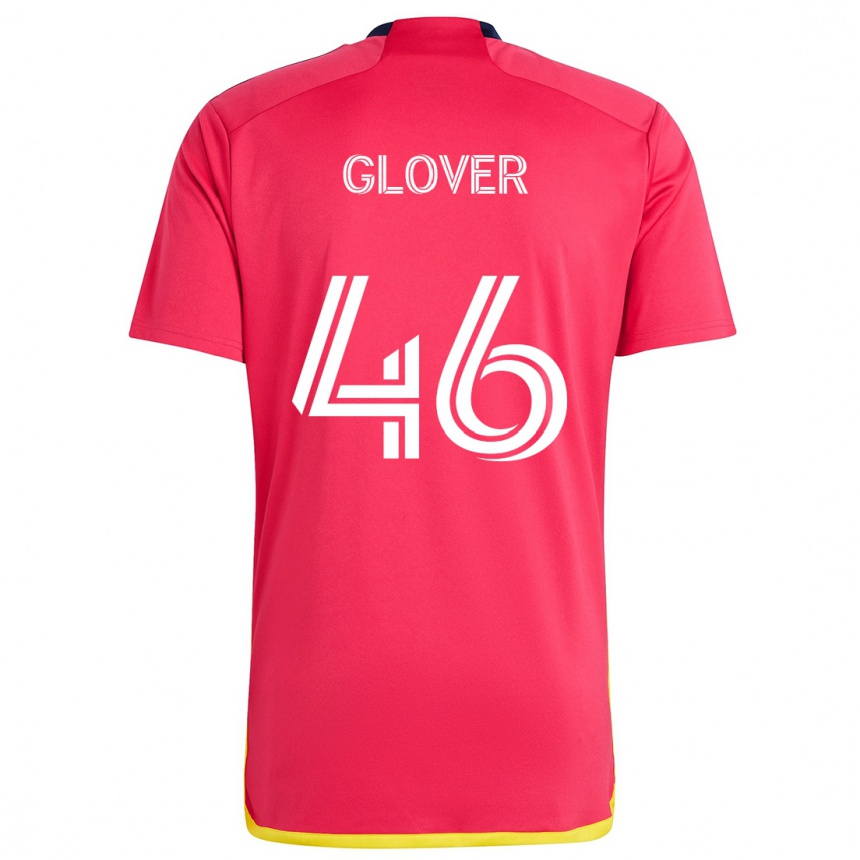 Kinder Fußball Caden Glover #46 Rot Blau Heimtrikot Trikot 2024/25 T-Shirt Luxemburg