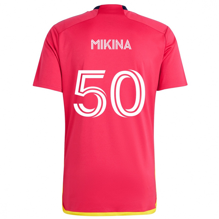 Kinder Fußball Gabriel Mikina #50 Rot Blau Heimtrikot Trikot 2024/25 T-Shirt Luxemburg