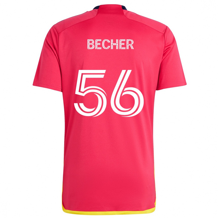 Kinder Fußball Ryan Becher #56 Rot Blau Heimtrikot Trikot 2024/25 T-Shirt Luxemburg