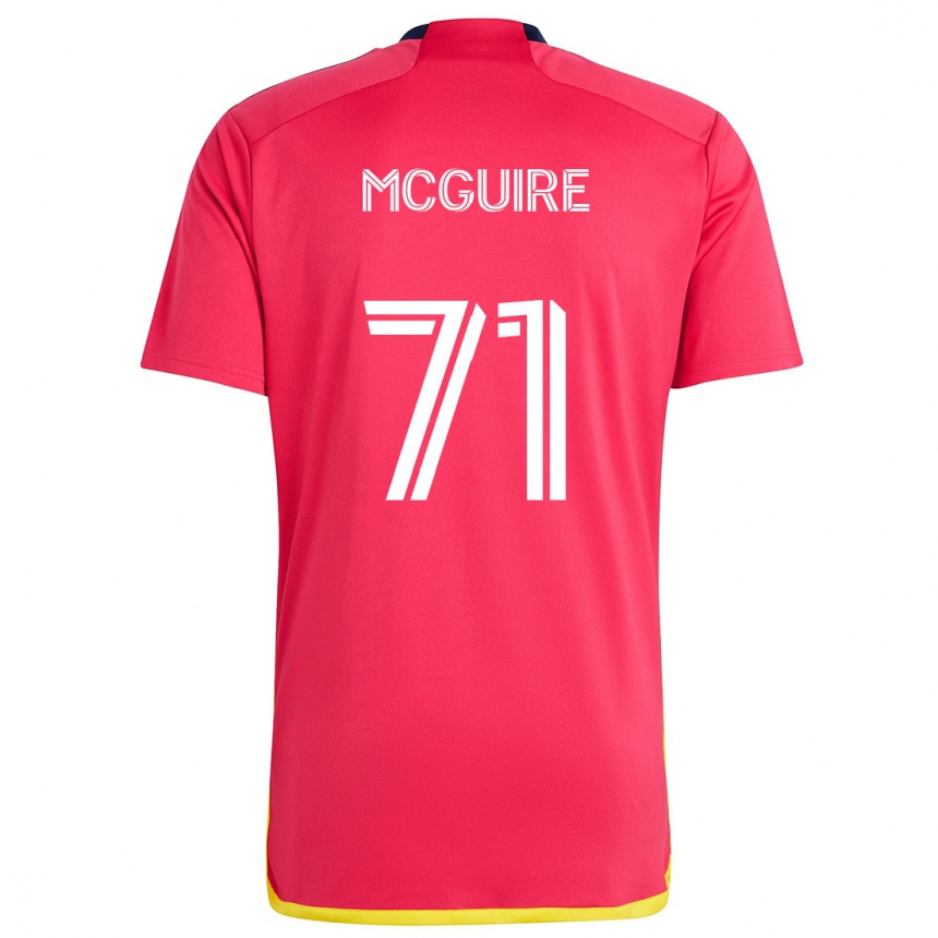 Kinder Fußball Nolan Mcguire #71 Rot Blau Heimtrikot Trikot 2024/25 T-Shirt Luxemburg