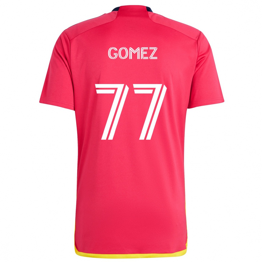 Kinder Fußball Sam Gomez #77 Rot Blau Heimtrikot Trikot 2024/25 T-Shirt Luxemburg