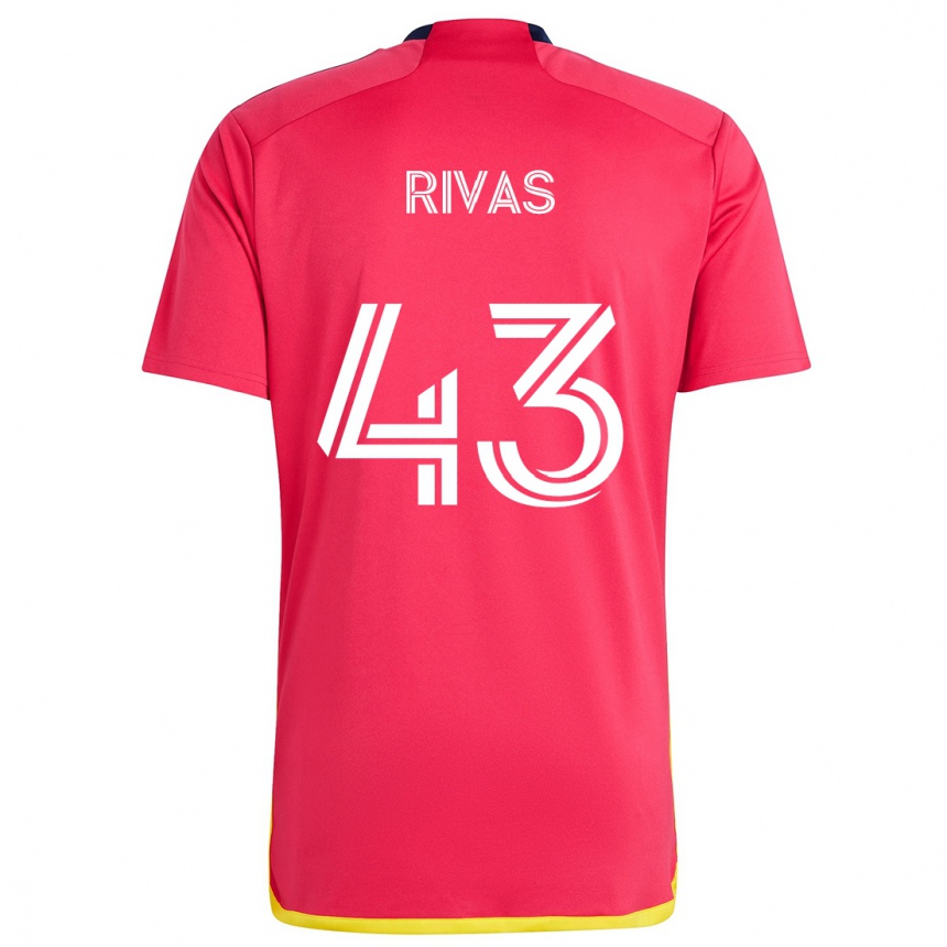 Kinder Fußball Sergio Rivas #43 Rot Blau Heimtrikot Trikot 2024/25 T-Shirt Luxemburg