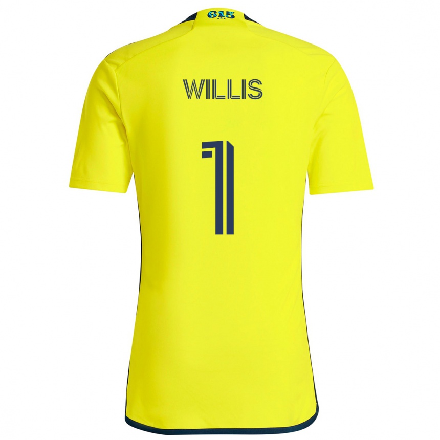 Kinder Fußball Joe Willis #1 Gelb Blau Heimtrikot Trikot 2024/25 T-Shirt Luxemburg