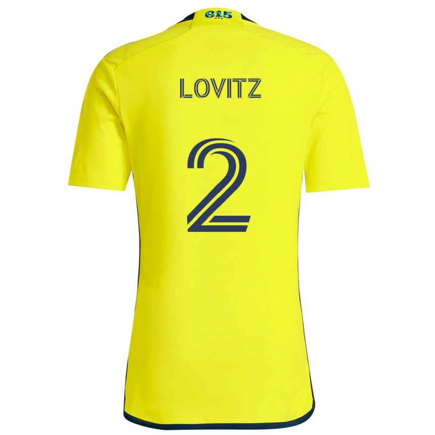 Kinder Fußball Daniel Lovitz #2 Gelb Blau Heimtrikot Trikot 2024/25 T-Shirt Luxemburg