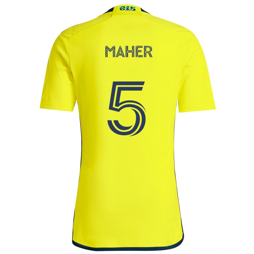 Kinder Fußball Jack Maher #5 Gelb Blau Heimtrikot Trikot 2024/25 T-Shirt Luxemburg