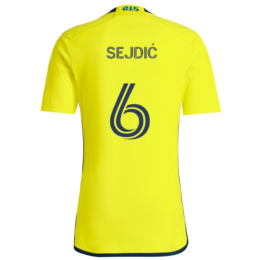 Kinder Fußball Amar Sejdić #6 Gelb Blau Heimtrikot Trikot 2024/25 T-Shirt Luxemburg