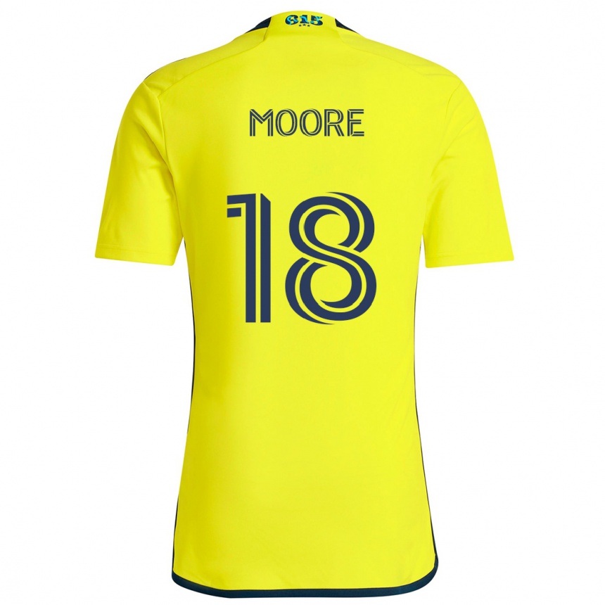 Kinder Fußball Shaq Moore #18 Gelb Blau Heimtrikot Trikot 2024/25 T-Shirt Luxemburg