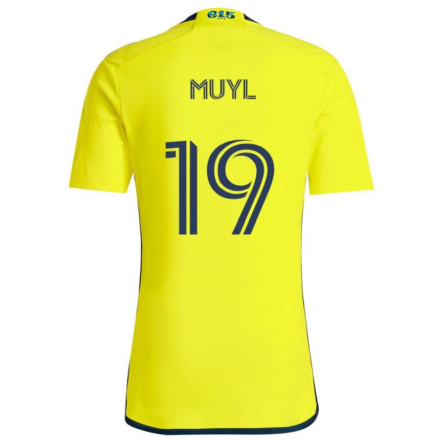 Kinder Fußball Alex Muyl #19 Gelb Blau Heimtrikot Trikot 2024/25 T-Shirt Luxemburg