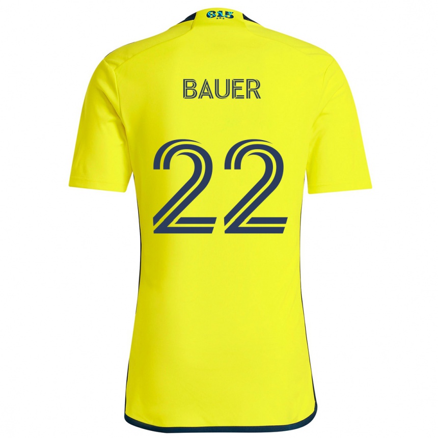 Kinder Fußball Josh Bauer #22 Gelb Blau Heimtrikot Trikot 2024/25 T-Shirt Luxemburg